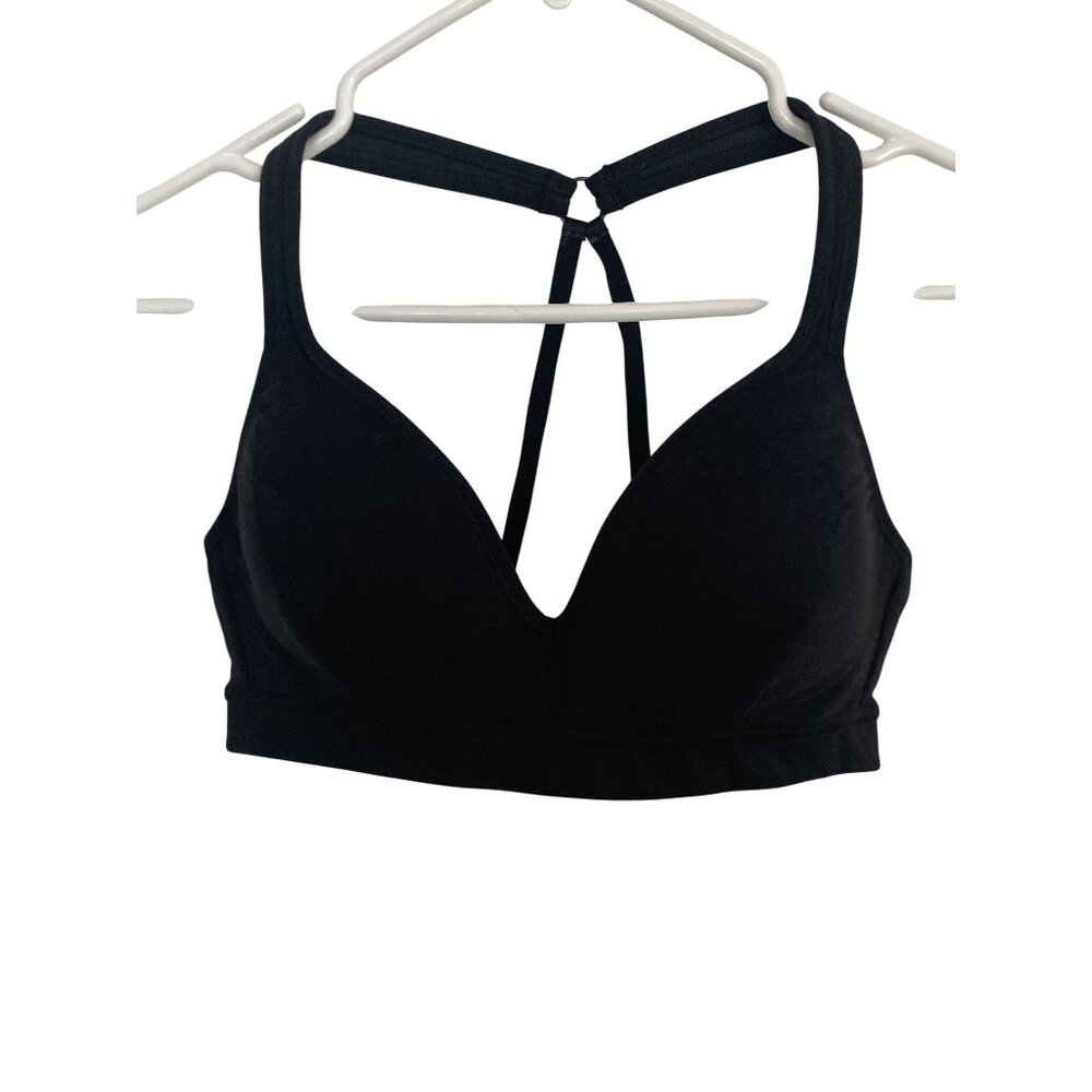 Athleta Black Strappy Medium Support Sports Bra With Adjustable Razor Back Strap
